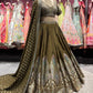 Olive Green Zari Embroidered Bridal Lehenga Set