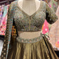 Olive Green Zari Embroidered Bridal Lehenga Set