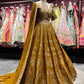 Mustard Gold Zari Woven Bridal Lehenga Set