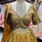 Mustard Gold Zari Woven Bridal Lehenga Set