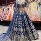 Royal Blue Zari Woven Bridal Lehenga Set