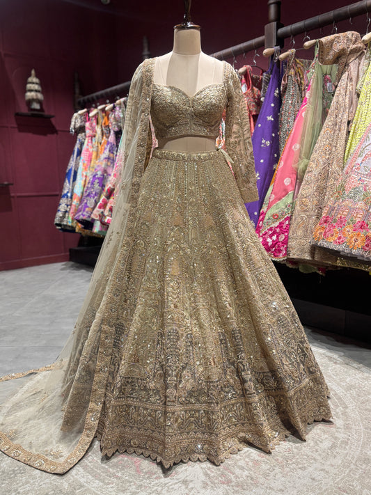 Golden Maharani Designer Lehenga With Grand Heritage Zari Work