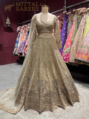 Champagne Gold Heavy Embroidered Bridal Lehenga Set