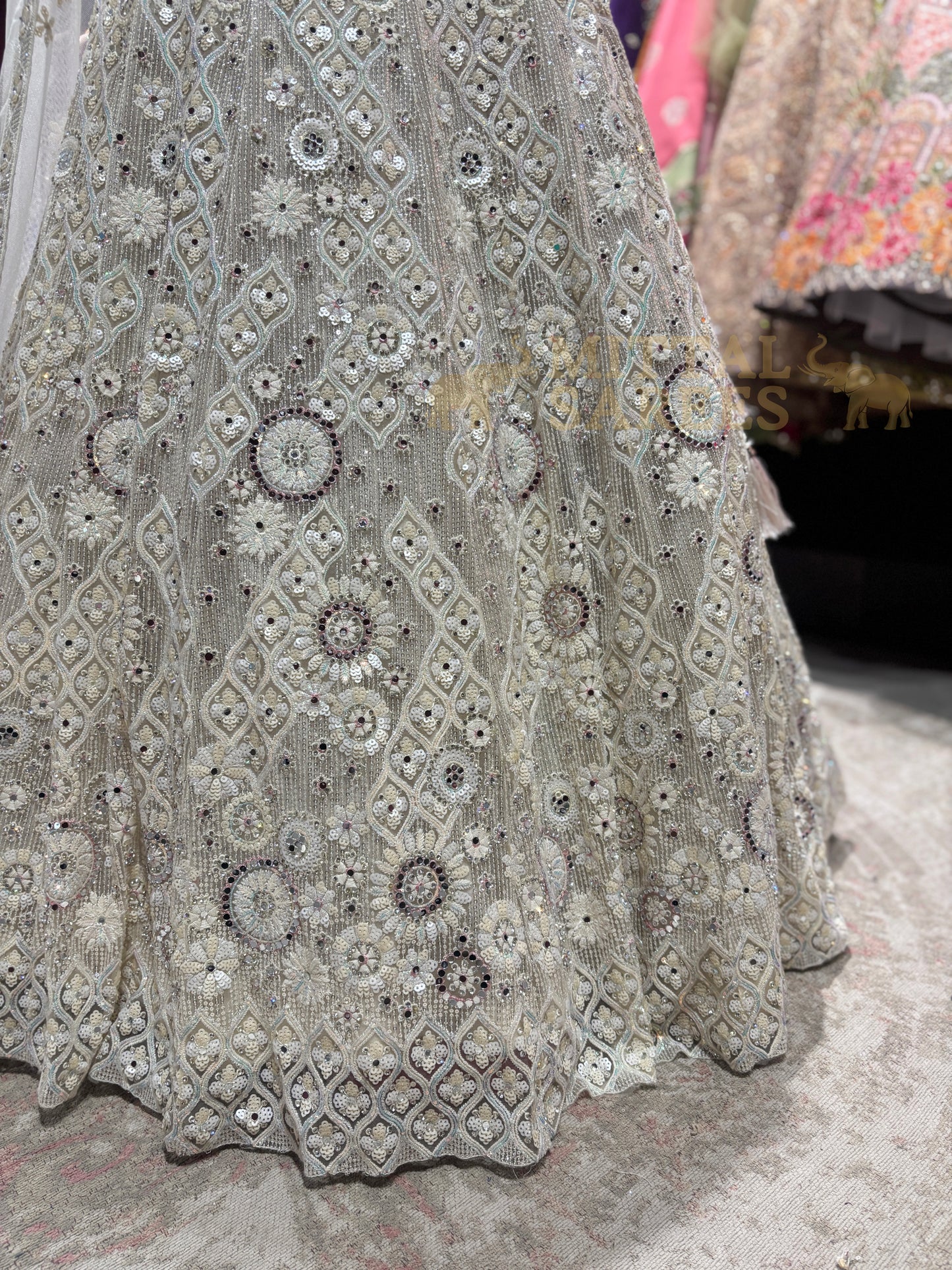 Ivory Silver Heavy Embroidered Bridal Lehenga Set