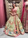 Tropical Bloom Embroidered Lehenga with Palm & Floral Motifs