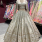 Champagne Gold Zari Woven Bridal Lehenga Set