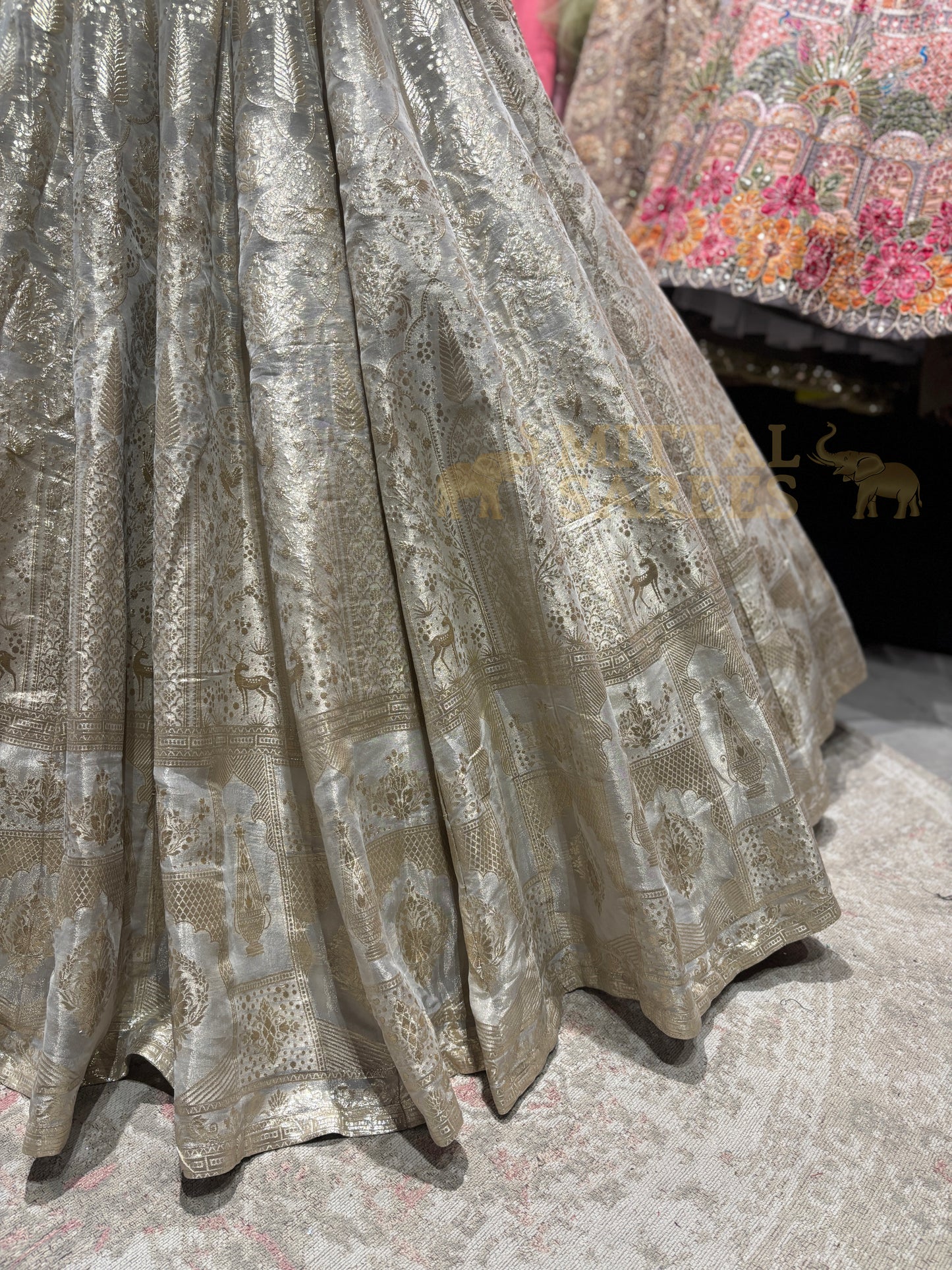 Champagne Gold Zari Woven Bridal Lehenga Set