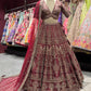 Maroon Heavy Zari Embroidered Bridal Lehenga Set