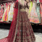 Maroon Heavy Zari Embroidered Bridal Lehenga Set