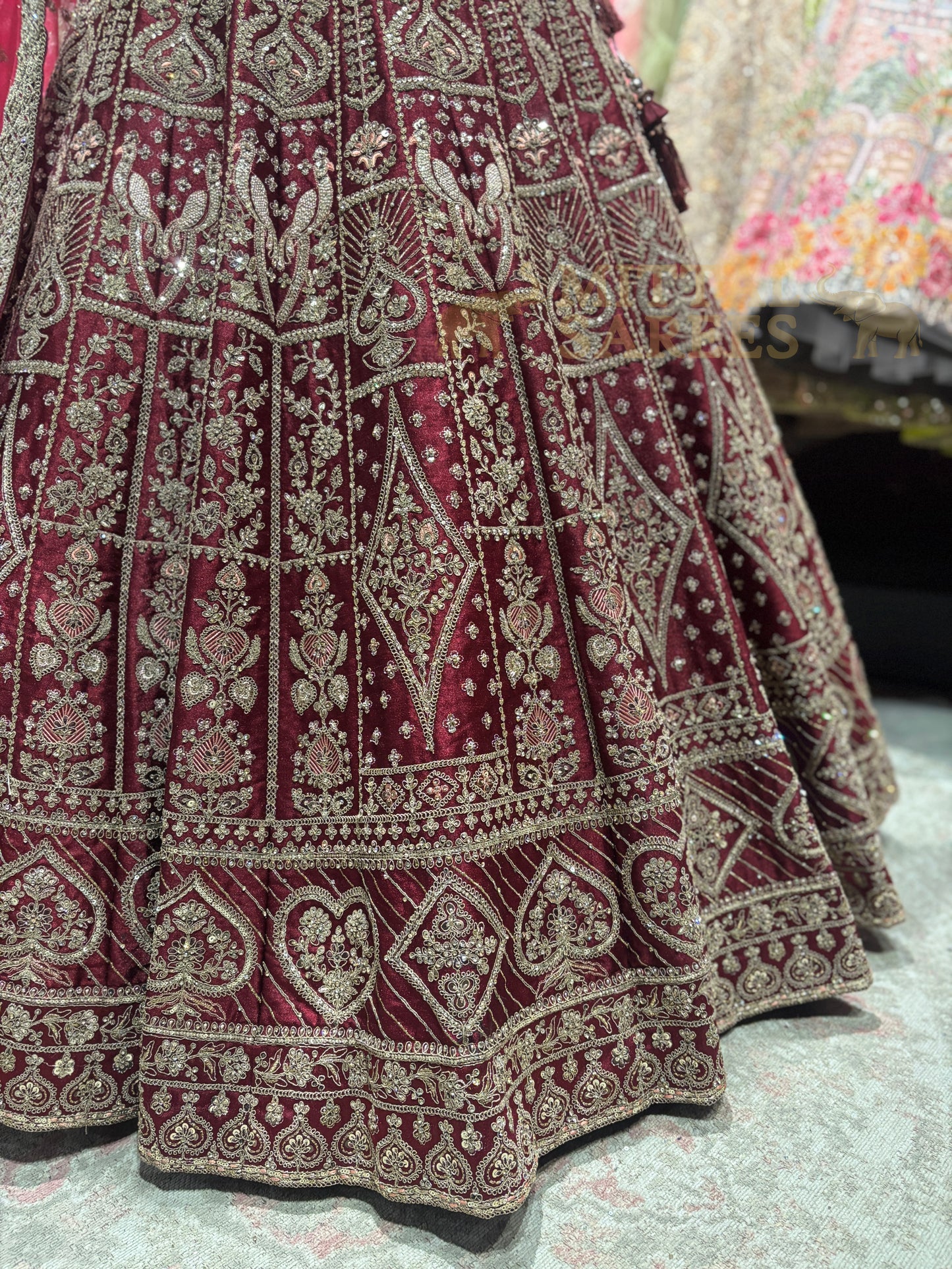 Maroon Heavy Zari Embroidered Bridal Lehenga Set