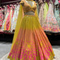 Yellow Pink Floral Designer Lehenga Set