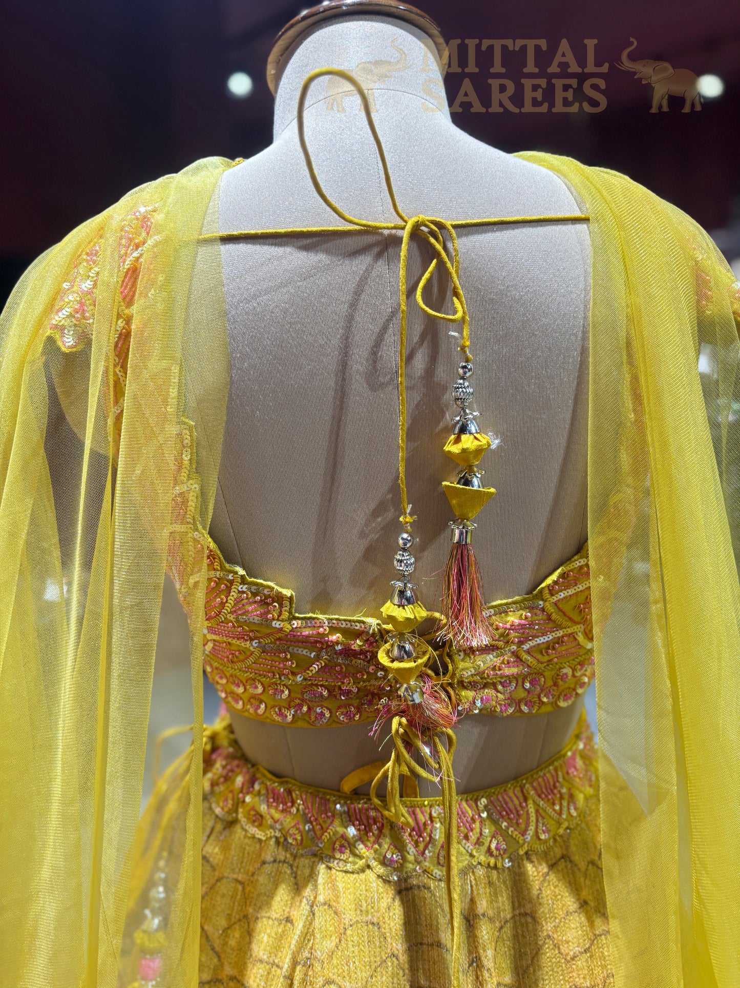 Yellow Pink Floral Designer Lehenga Set