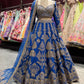 Royal Blue Gold Zari Bridal Lehenga Set