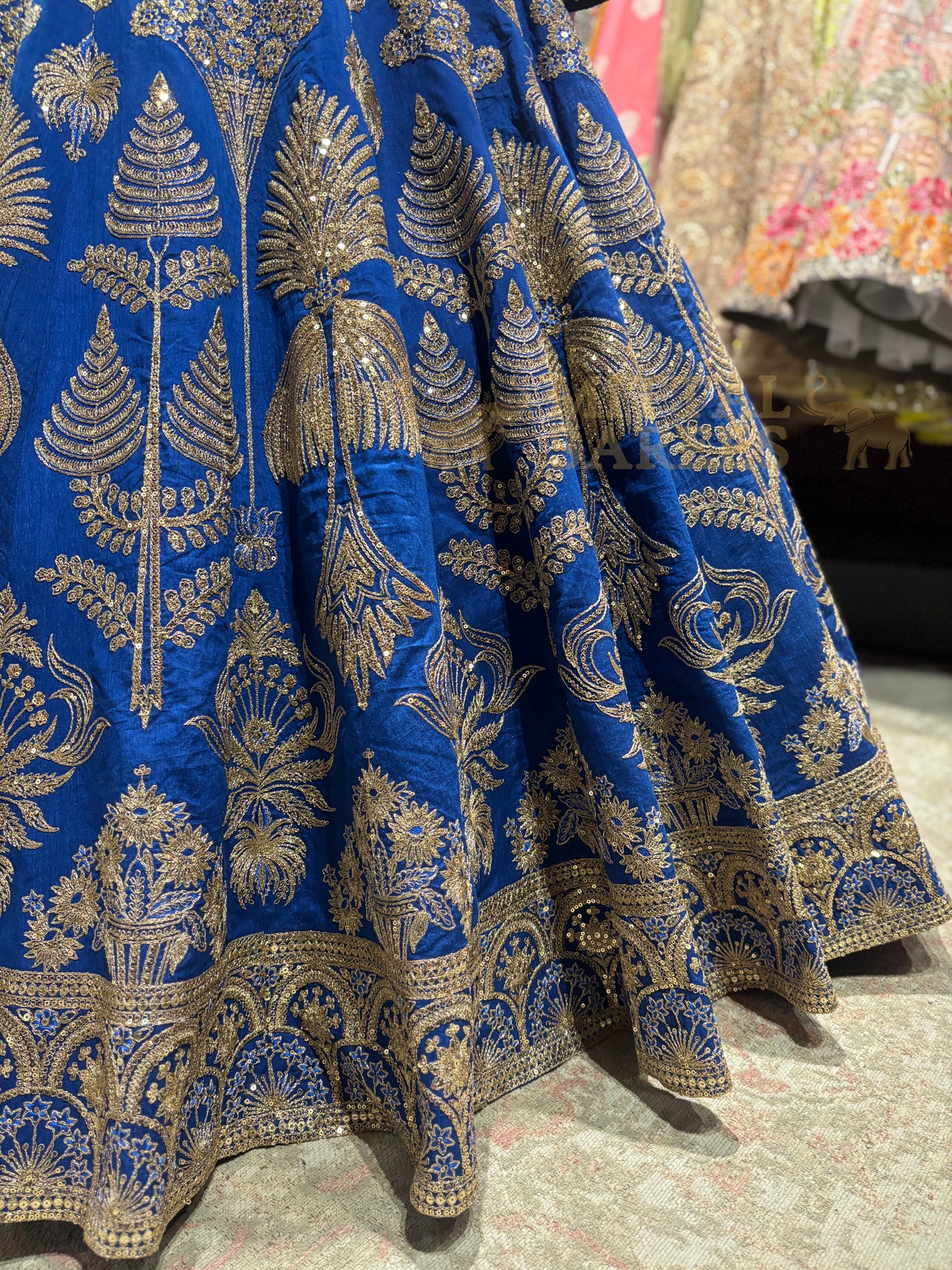 Royal Blue Gold Zari Bridal Lehenga Set