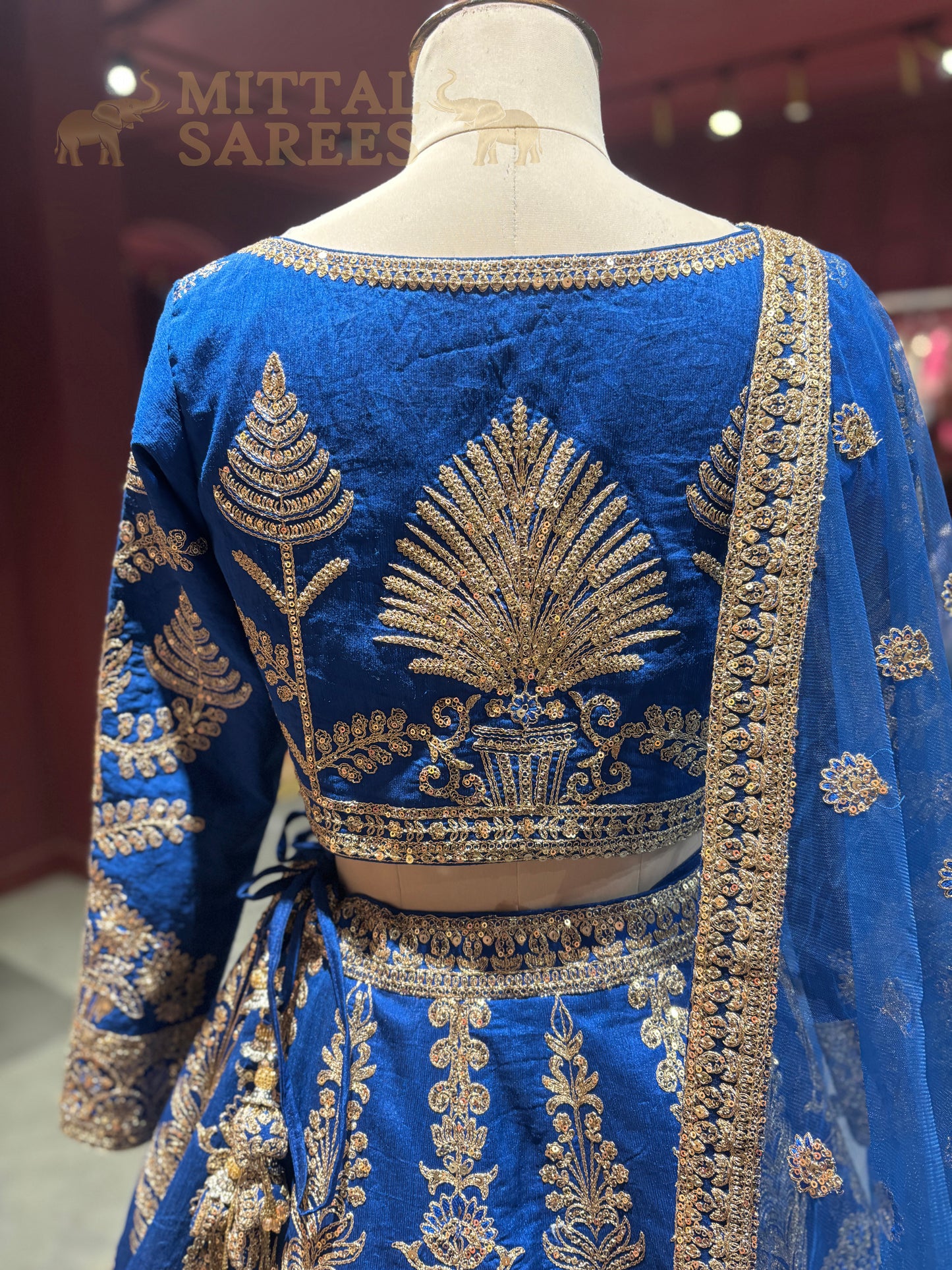 Royal Blue Gold Zari Bridal Lehenga Set