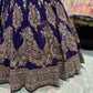 Deep Purple Heavy Embroidered Bridal Lehenga
