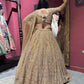 Champagne Gold Lehenga Set with Zari Beadwork & Floral Motifs