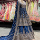 Navy Blue Heavy Embroidered Bridal Lehenga