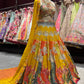 Multicolour Yellow Printed Designer Lehenga Set