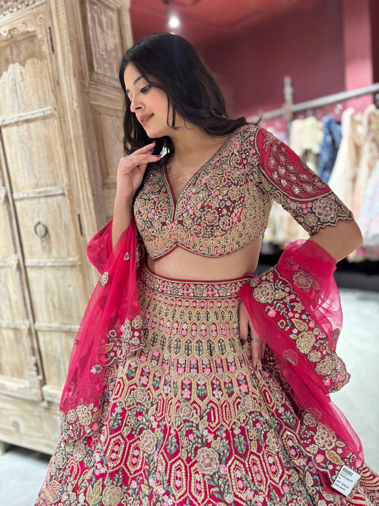 Perfect Red Rani Ombre Peacock Designer Lehanga