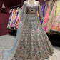 Pastel Blue Heavy Floral Embroidered Lehenga
