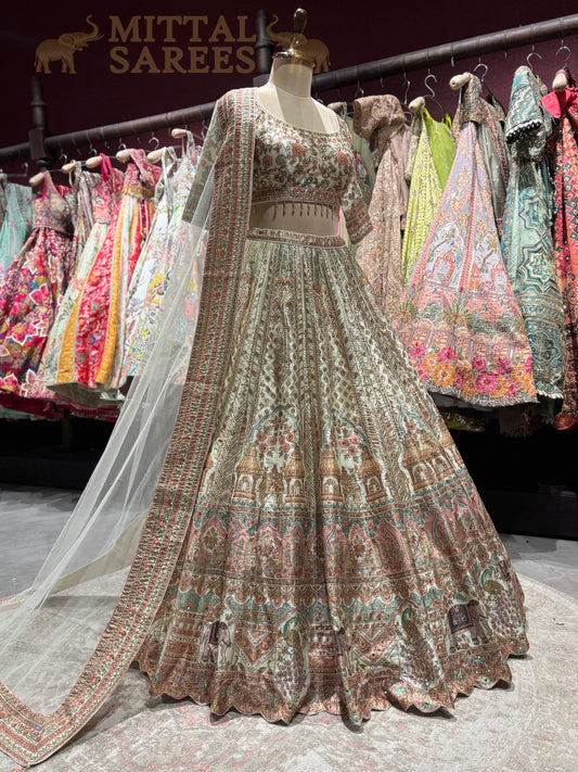 Ivory Multicolour Heritage Print Lehenga Set