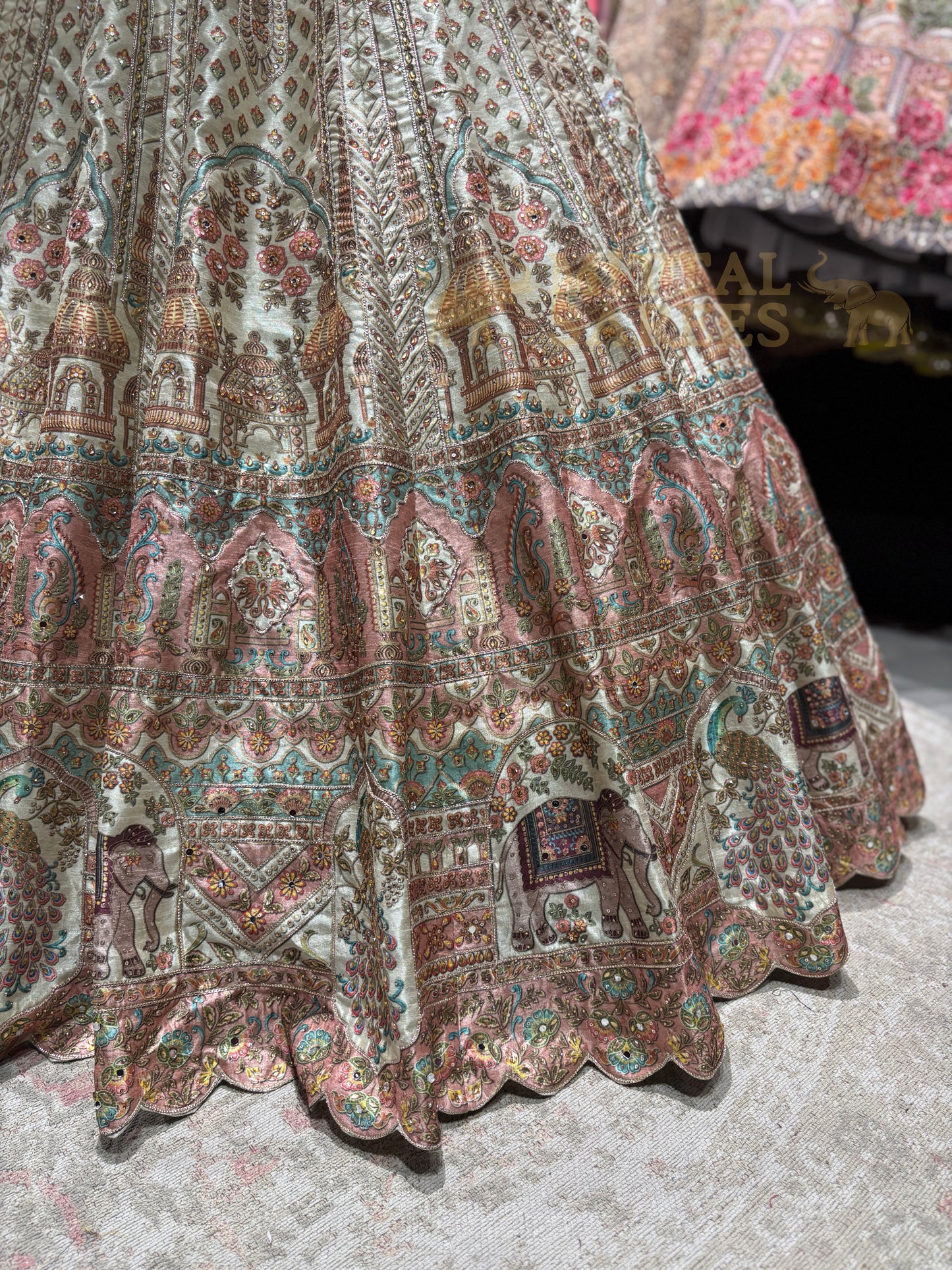 Ivory Multicolour Heritage Print Lehenga Set