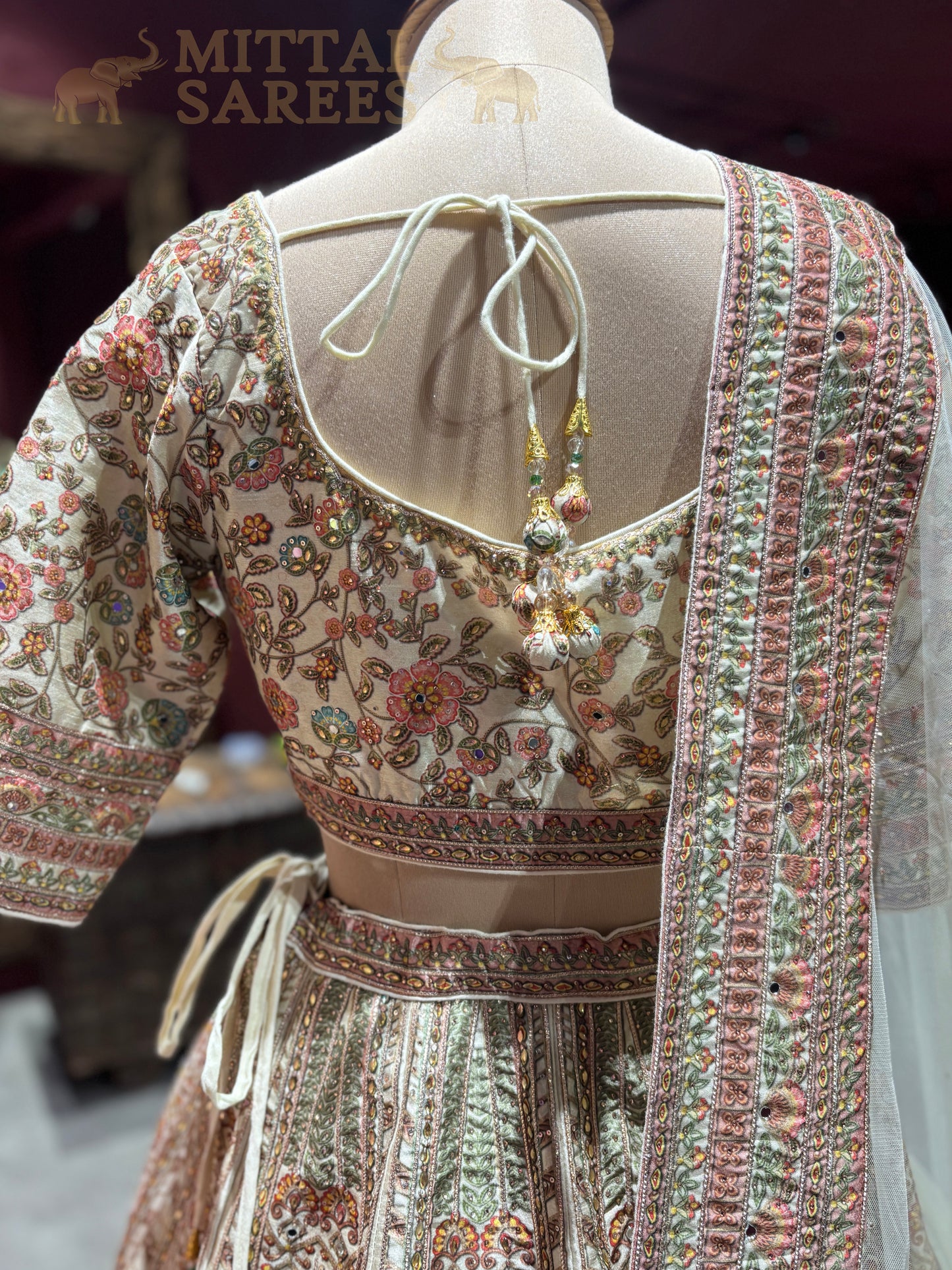 Ivory Multicolour Heritage Print Lehenga Set