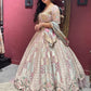 Designer Inspired Handwork Pearl Silk Lehenga