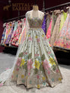 Pastel Ivory Floral Embroidered Lehenga Set