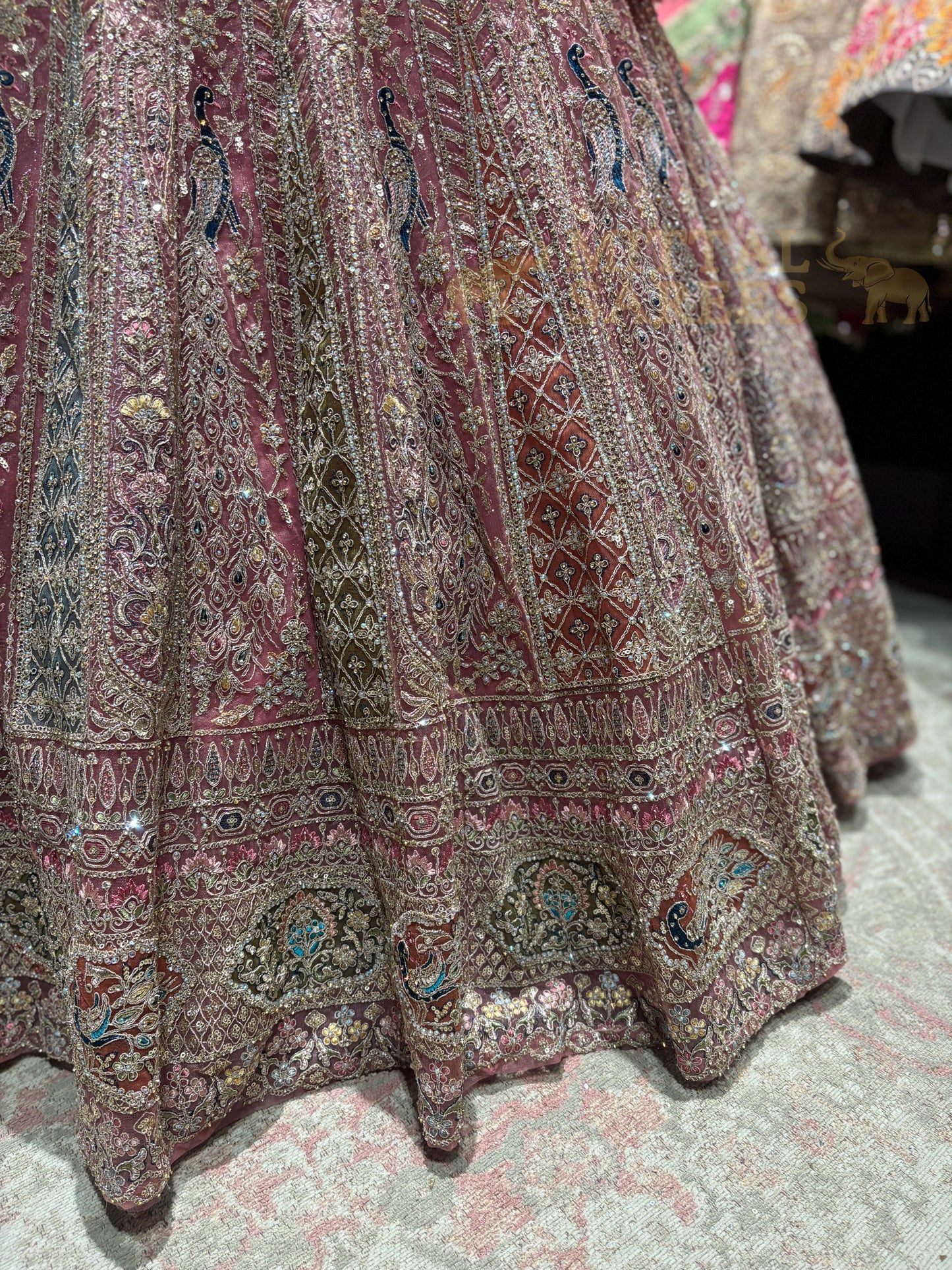 Dusty Rose Heavy Embroidered Bridal Lehenga
