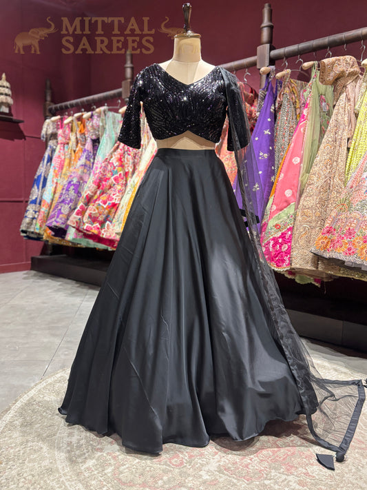 Classic Black Sequin Designer Lehenga Set