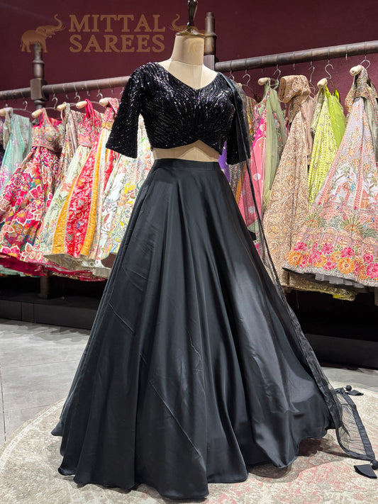 Classic Black Sequin Designer Lehenga Set