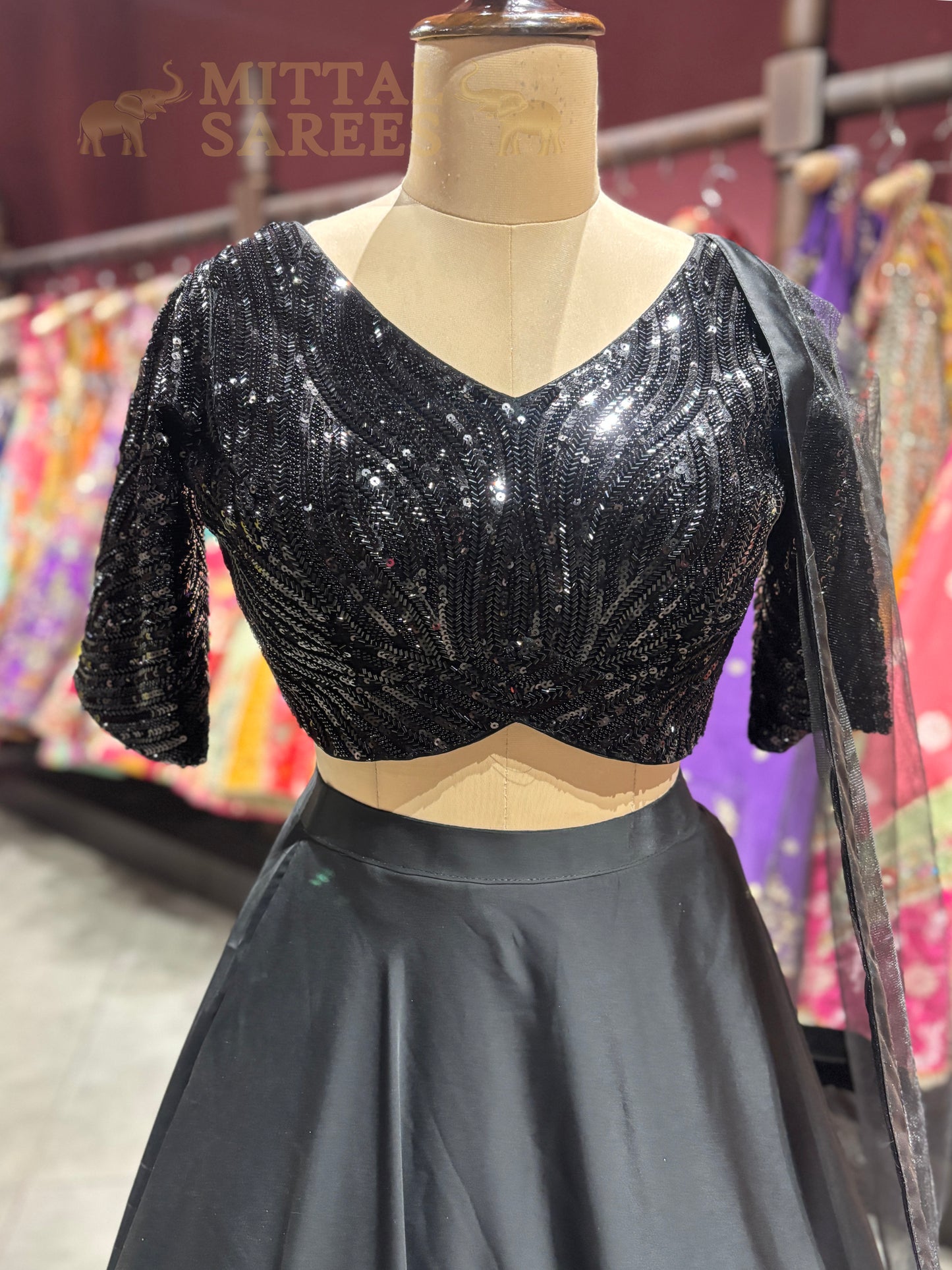 Classic Black Sequin Designer Lehenga Set
