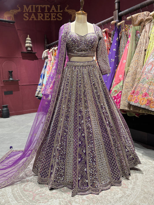 Royal Purple Heavy Zari Bridal Lehenga