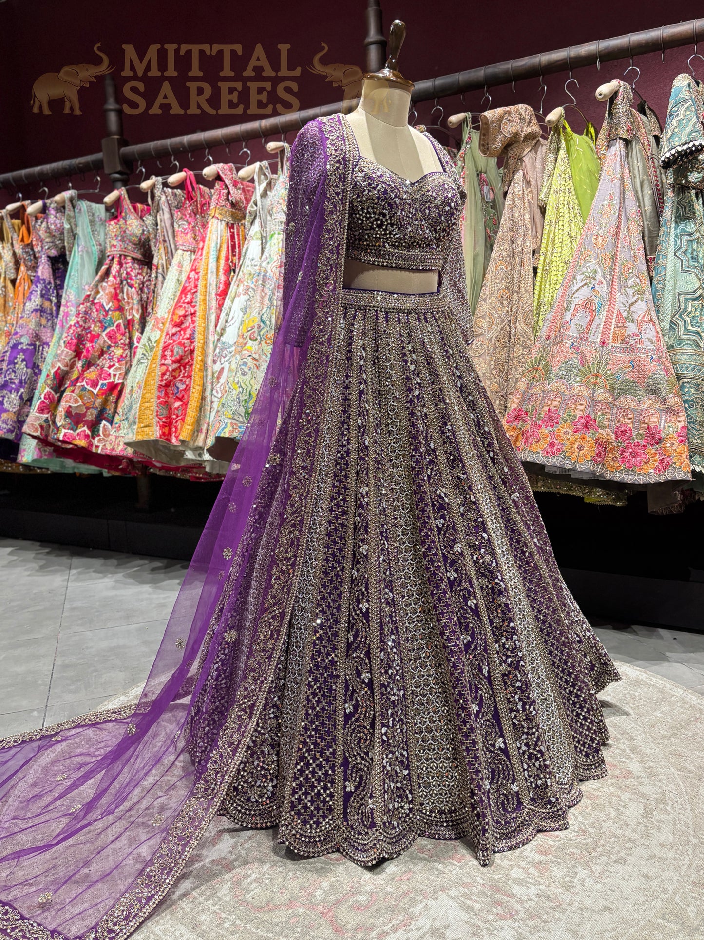 Royal Purple Heavy Zari Bridal Lehenga