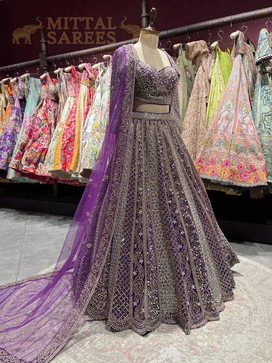 Royal Purple Heavy Zari Bridal Lehenga