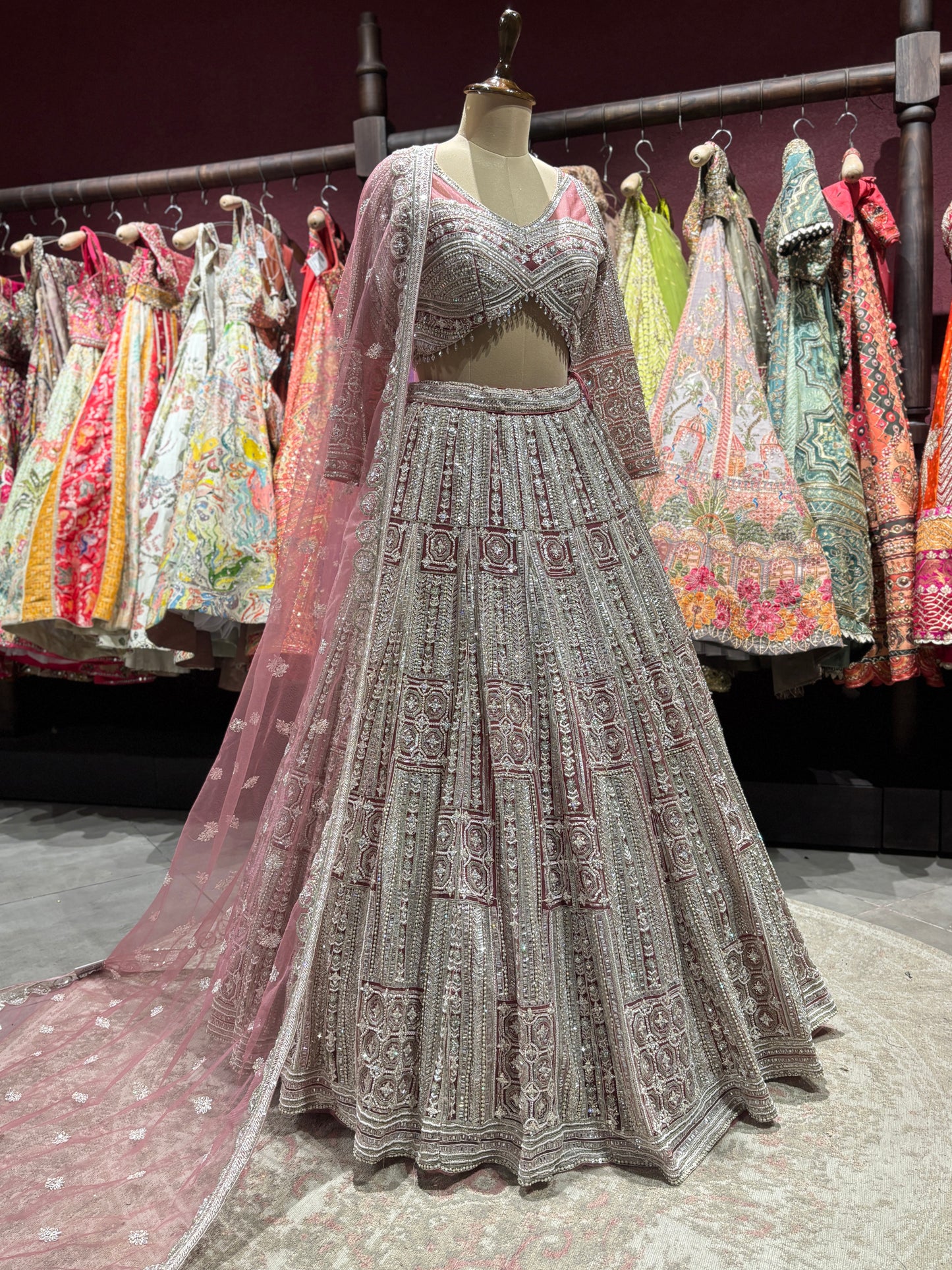 Pink Colour Lehenga with Pearl & Sequins Work