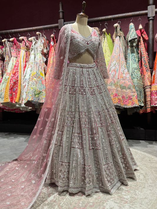 Pink Colour Lehenga with Pearl & Sequins Work