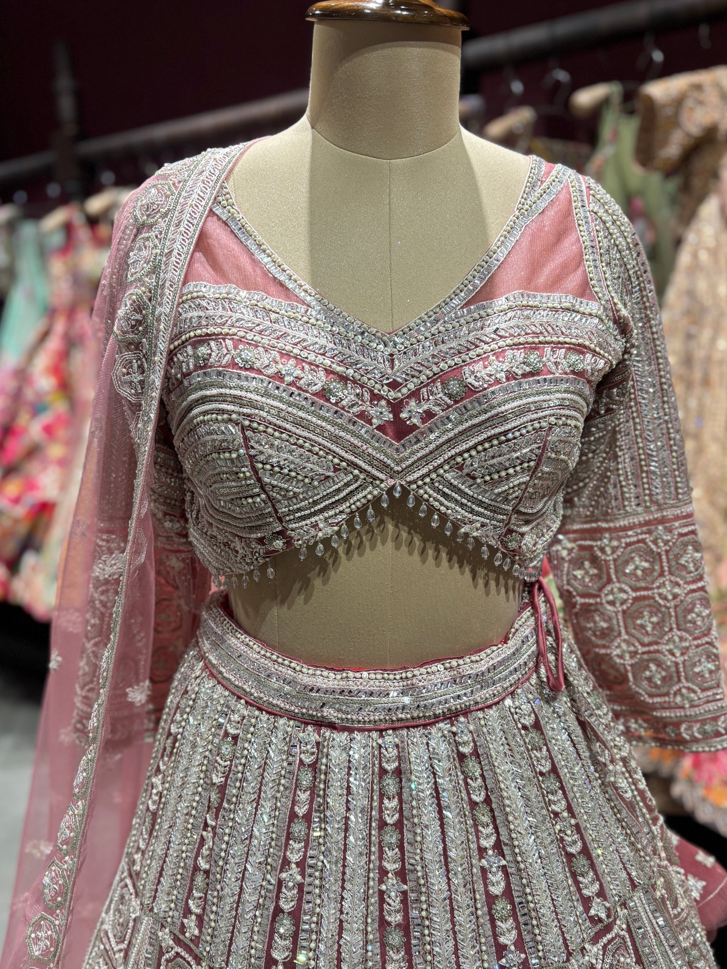 Pink Colour Lehenga with Pearl & Sequins Work