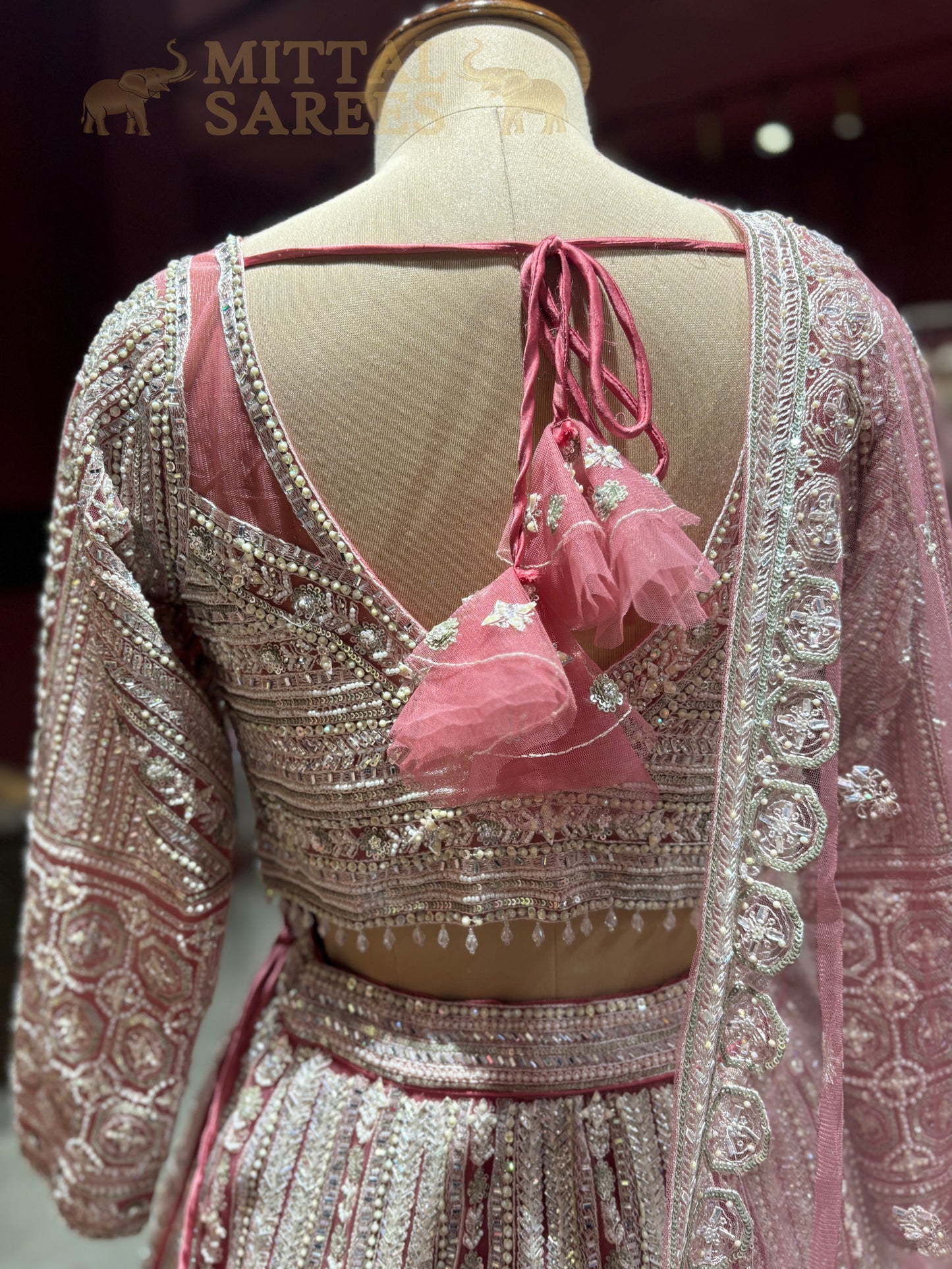 Blush Pink Heavy Silver Bridal Lehenga