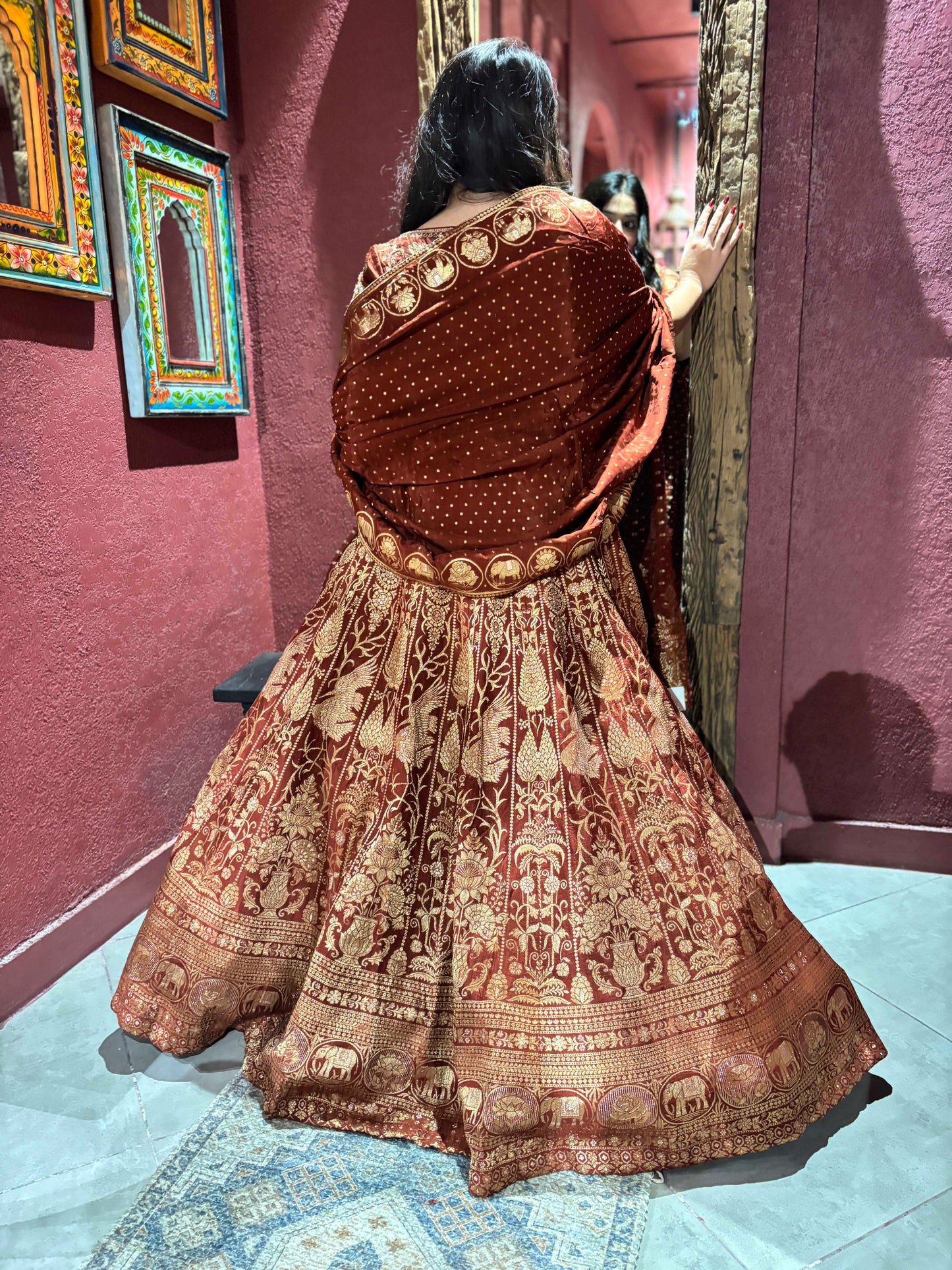 Grand Designer Embroidered Lehenga with Elephant Motif Hemline