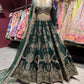 Emerald Green Zari Embroidered Bridal Lehenga