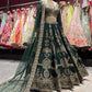 Emerald Green Zari Embroidered Bridal Lehenga