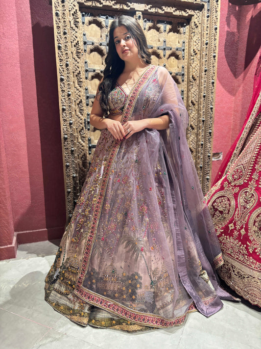 Multi-Colour Lehenga with Miror & Multi Resham Work