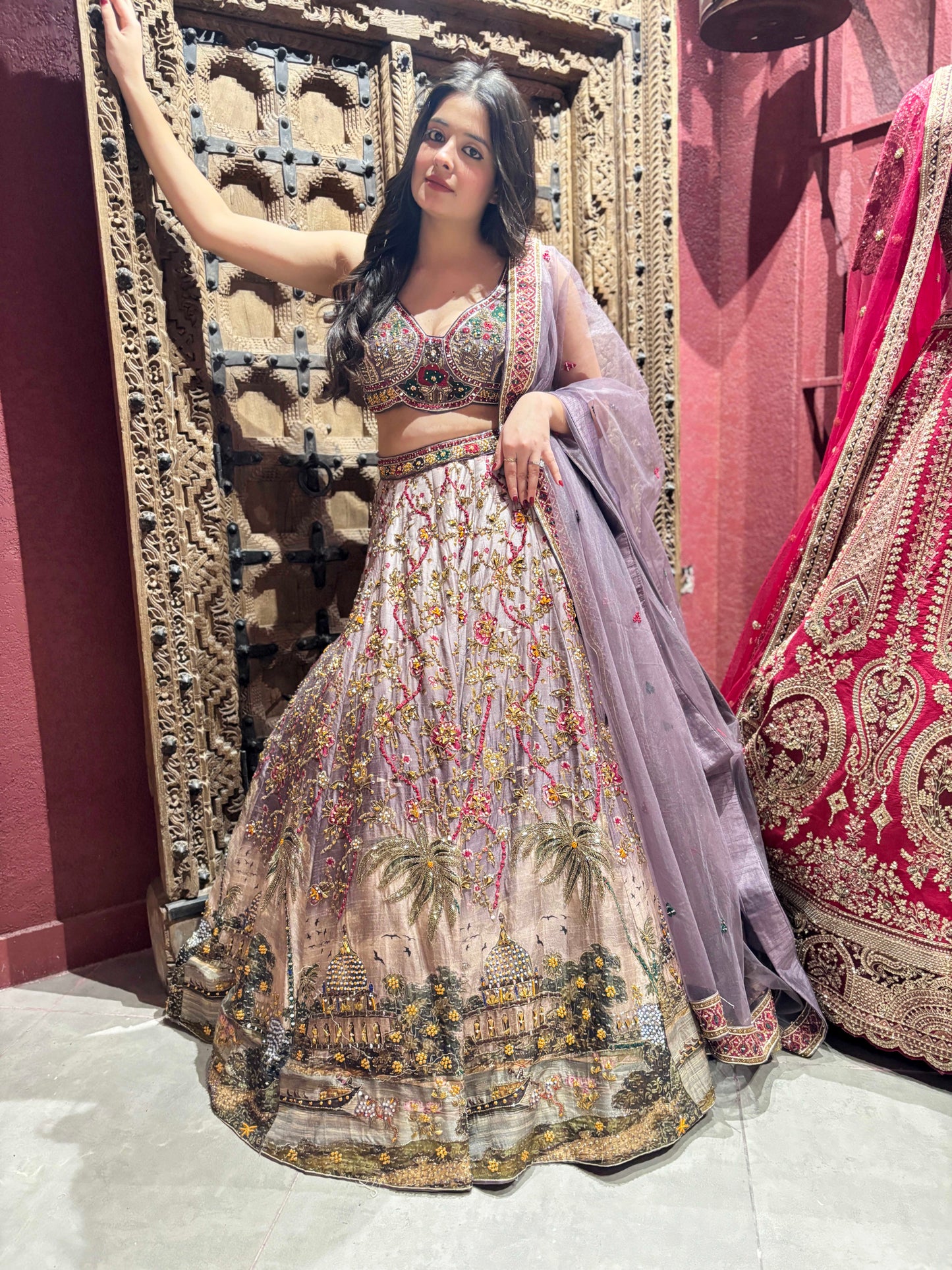 Multi-Colour Lehenga with Miror & Multi Resham Work