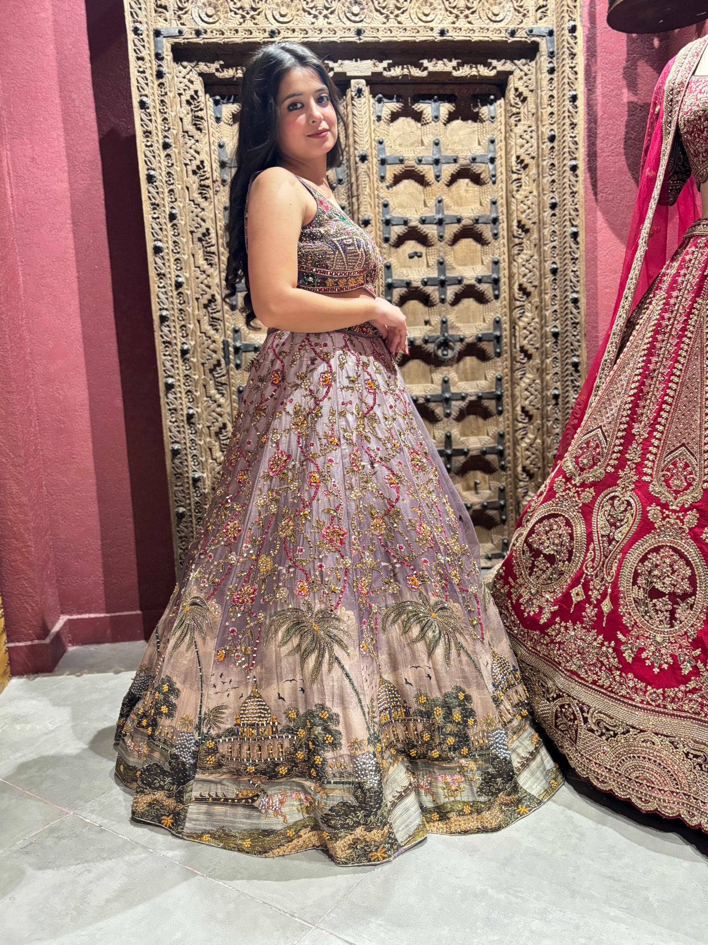 Multi-Colour Lehenga with Miror & Multi Resham Work