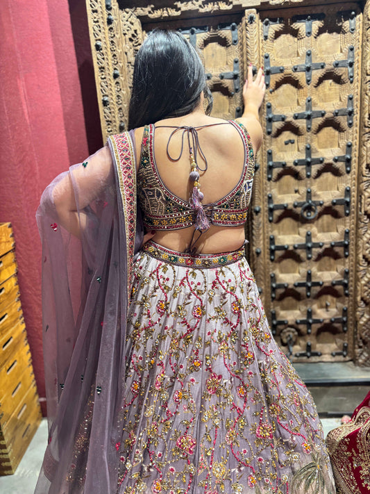 Multi-Colour Lehenga with Miror & Multi Resham Work