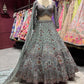 Sage Green Heavy Embroidered Bridal Lehenga
