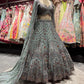 Sage Green Heavy Embroidered Bridal Lehenga